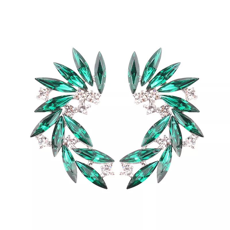 LUBOV Shining Rhinestone Wings Stud Earrings Acrylic Crystal Stone Women Piercing Earrings Trendy Wedding Jewelry Christmas