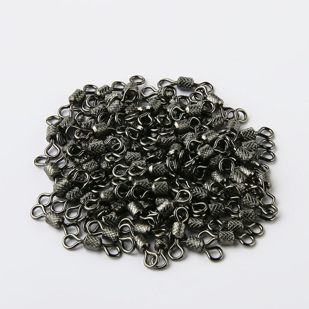 50pcs/Box Stainless Steel Fishing Connector Barrel Swivel Rolling Ball Sinker Tool Tackle Goods for Fly Fishing Hook Lure