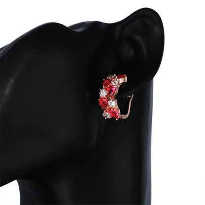 EMMAYA Luxury Rose Gold Color Earrings Flash CZ Zircon Ear Studs 12 Colors Earrings Women Brincos