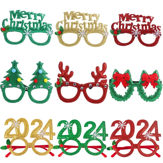 Christmas Decorations 2024 Christmas Glasses Frame Kids Santa Snowman Glasses Christmas Xmas Decor 2024 New Year Noel