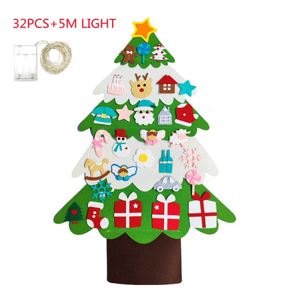 DIY Felt Christmas Tree Christmas Decoration for Home Navidad 2022 New Year Christmas Ornaments Santa Claus Xmas Kids