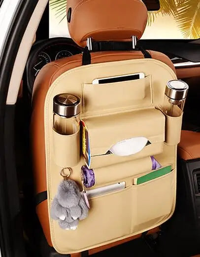 2022 New Car Seat Back Storage Organizer Bag Universal PU Leather Multifunction Storage Box Stowing Tidying Pocket Auto Styling