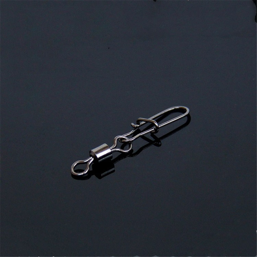 30pcs/Lot 2# -10# High Speed Spinner Fishing Rolling Swivel With Fast Lock Snap Hook Lure Connector Bait Terminal Fishing Tackle