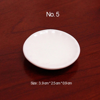 10pcs White Plate Dishes Simulation Plates Miniature Pretend Play Kitchen Toys Dinner Tableware Doll House Accessories Kids
