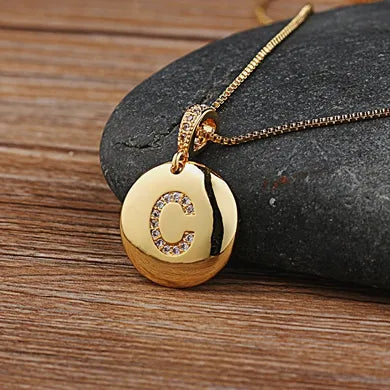 Nidin Women Girls Initial Letter Necklace 26 A-Z Charm Neck Pendants Copper CZ Jewelry Personal