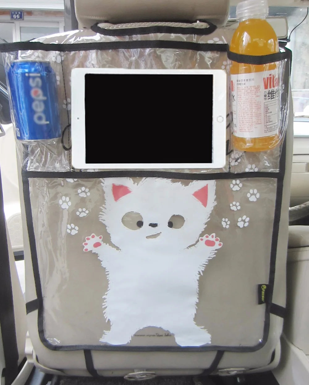 Firstplus Environmental Car Back Seat Protector Kicking Mat Case Cover for iPAD 2/3/4/Air/Mini and Drink Catoon Styling