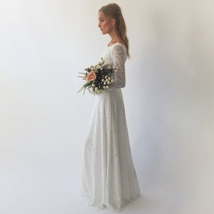 Bestseller Long Sleeves Boat Neckline Modest Wedding Dress #1297