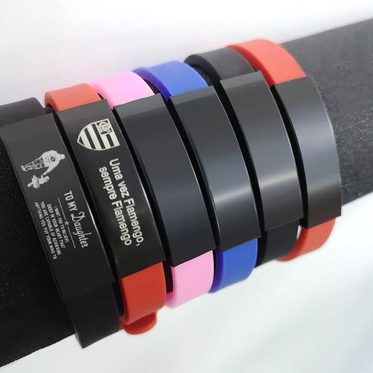 Personalized Rubber Silicone Bracelet ID Kids Baby Bracelet Bangle Adjustable Slide Custom Name for Children Women Men Boy