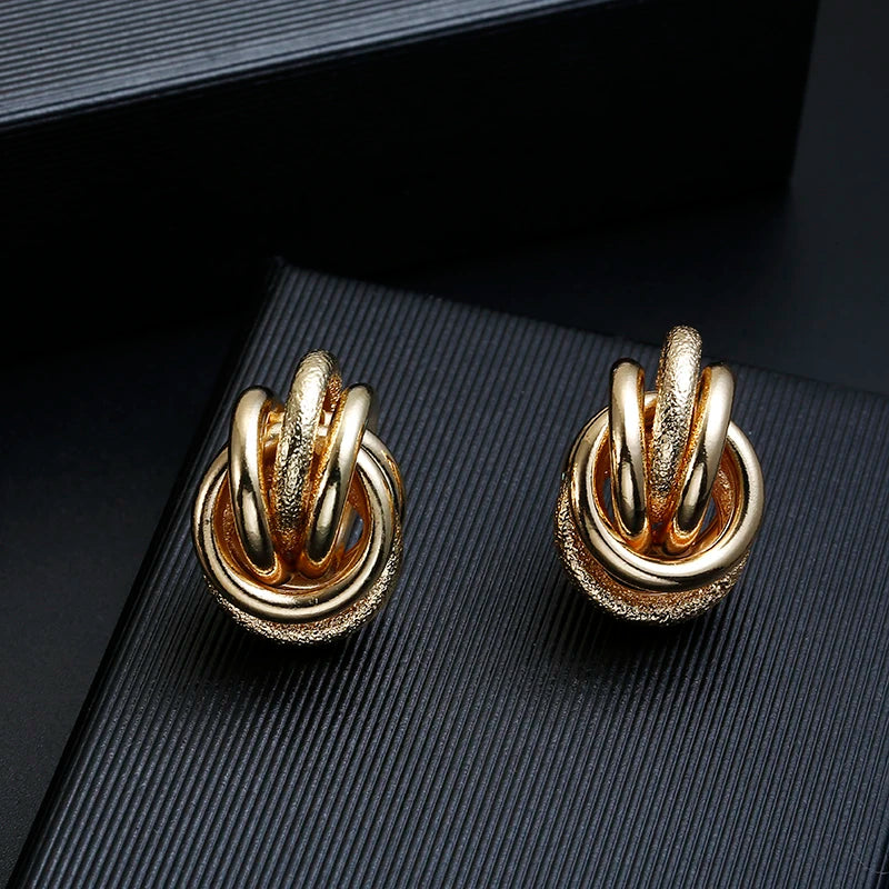 ZA Metal Maxi Statement Vintage Clip on Earrings Without Piercing  for Women Earrings Party Jewelry