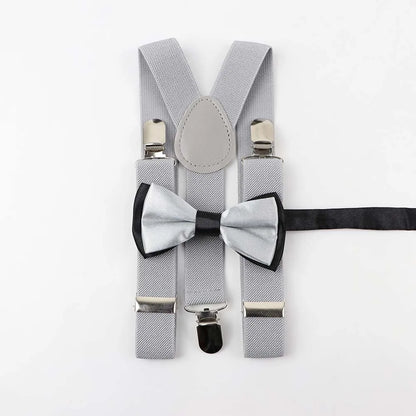 Solid Color Children Belt Bowtie Set Baby Boys Suspenders Polyester Y-Back Braces Two Colors Bow Tie Adjustable Elastic Kids