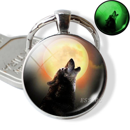 Glow in the Dark Wolf Key Chain Key Rings Holder Luminous Wolf Head Keychain Men Jewelry