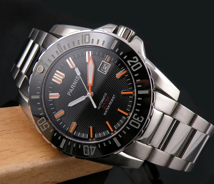 Parnis 44MM Luxury Automatic Diver Watch Waterproof 200m Stainless Steel Mechanical Men's Watches Sapphire Glass With Box