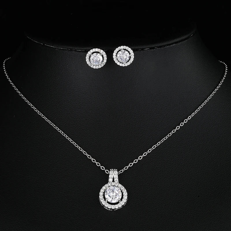 Nigerian Water Drop Cubic Zirconia Wedding Jewelry Sets Inlay Luxury Crystal Bridal Jewelry Set for Bridesmaids AS099