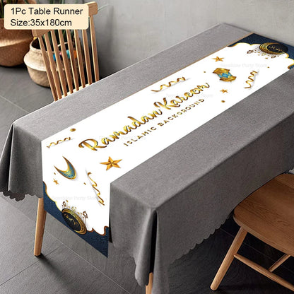 Ramadan Decoration Table Runner EID Mubarak Decor for Home Tablecloth Ramadan Kareem Islamic Muslim Party Eid Al Adha