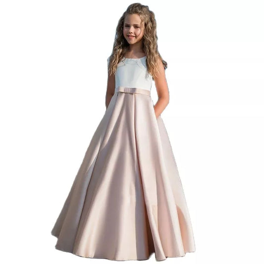 Fancy Flower Girl Dresses for Weddings Vestidos Daminha Kids Evening Pageant Gowns With Bow First Communion Dresses for Girls