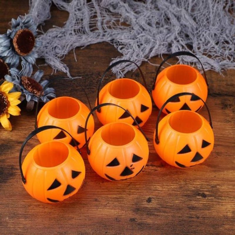 6/10pcs Mini Halloween Candy Bucket Pot Witch Skeleton Pumpkin Cauldron Holder Jar Trick or Treat Halloween Party Decorations