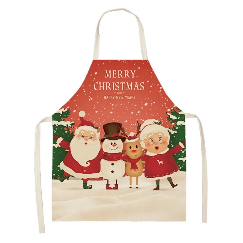 Linen Merry Christmas Apron Christmas Decorations for Home Kitchen Accessories Natal Navidad 2023 New Year Christmas