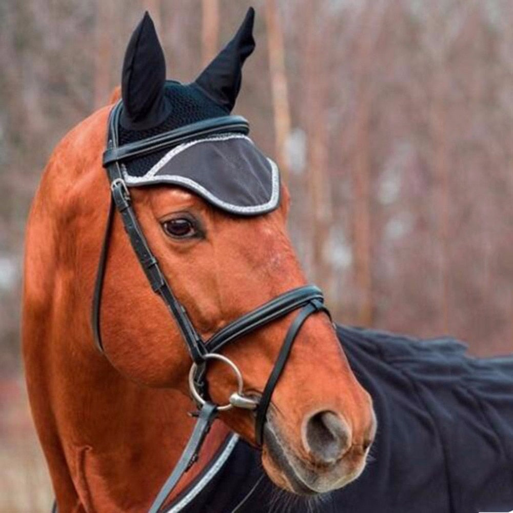 Horse Riding Breathable Meshed Horse Ear Cover Equestrian Horse Equipment Fly Mask Bonnet Net Ear Masks Protector Horse Care