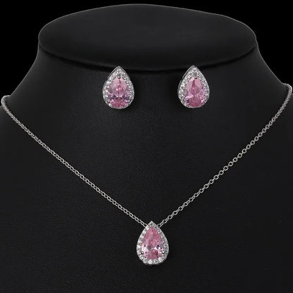 Nigerian Water Drop Cubic Zirconia Wedding Jewelry Sets Inlay Luxury Crystal Bridal Jewelry Set for Bridesmaids AS099