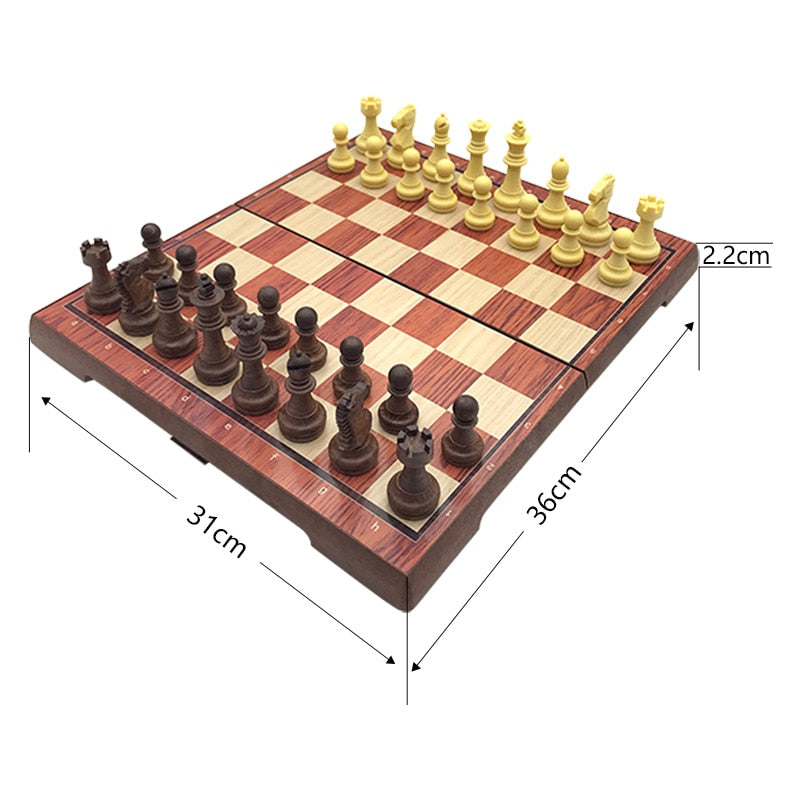 High-Grade Chess Plastic Folded Board International Magnetic Chess Set Exquisite Chess Puzzle Games Board Game Yernea