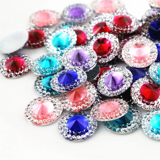 New Fashion 40pcs 10mm 12mm Mixed Color Flat Back Resin Cabochons Cameo Handmade Spacers for Diy Jewelry Making Supplies