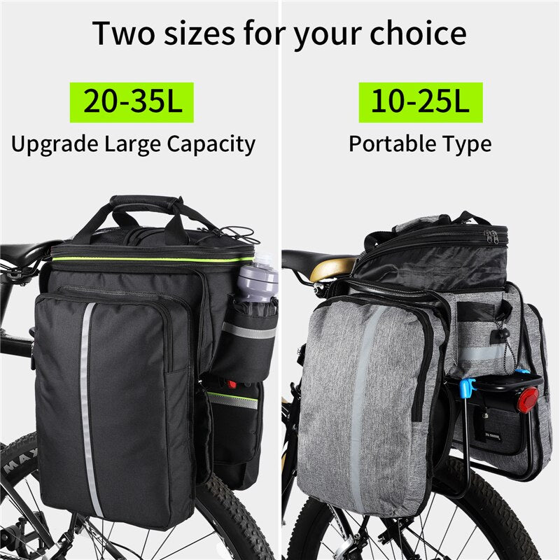 WEST BIKING Waterproof 3 in 1 Expandable Bicycle Trunk Bag Mountain Bike Rear Seat Cargo Carrier Cycling Travel Luggage Pannier