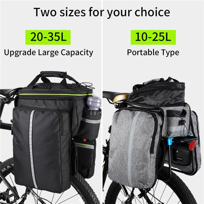 WEST BIKING Waterproof 3 in 1 Expandable Bicycle Trunk Bag Mountain Bike Rear Seat Cargo Carrier Cycling Travel Luggage Pannier