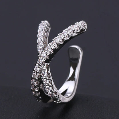 Fashion Drop Water Clip Earrings Jewelry Zirconia Crystal Jackets Jewelry Cuff Earrings for Women Boucle d'Oreille Aros AE230