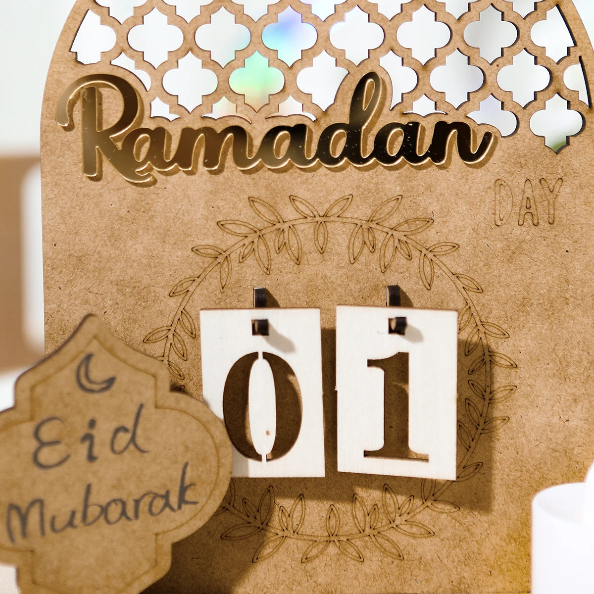 Ramadan Countdown Calendar Eid Mubarak Wooden Ornament 2024 Ramadan Decoration for Home Islam Muslim Party Decor Ramadan Kareem