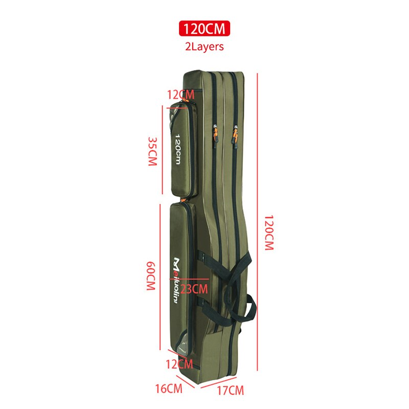 Oxford Fishing Bag Thicken 2/3 Layers 120cm Portable Fishing Tackle Bag Folding Fishing Rod Handbag Big Capacity Backpack XA115G