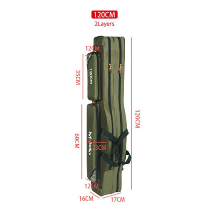 Oxford Fishing Bag Thicken 2/3 Layers 120cm Portable Fishing Tackle Bag Folding Fishing Rod Handbag Big Capacity Backpack XA115G