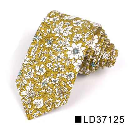 New Floral Tie for Men Women Skinny Cotton Neck Tie for Wedding Casual Mens Neckties Classic Suits Flower Print Neck Ties Cravat
