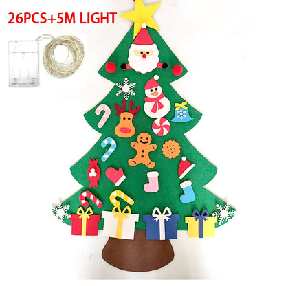 DIY Felt Christmas Tree Christmas Decoration for Home Navidad 2022 New Year Christmas Ornaments Santa Claus Xmas Kids