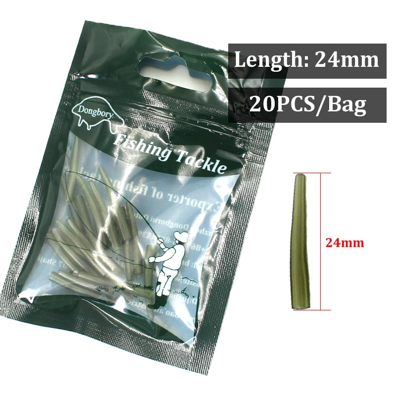 20PCS Carp Fishing Accessories Anti Tangle Sleeves Line Aligner Hook Sleeve for Carp Fishing Rig Hair Ronnie Rig Terminal Tackle