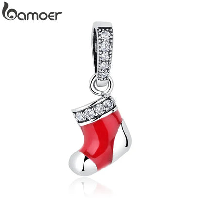 Bamoer 925 Sterling Silver Jewelry Christmas Collection Charm for Women Girl DIY Jewelry Fit Original Bracelet Bangle