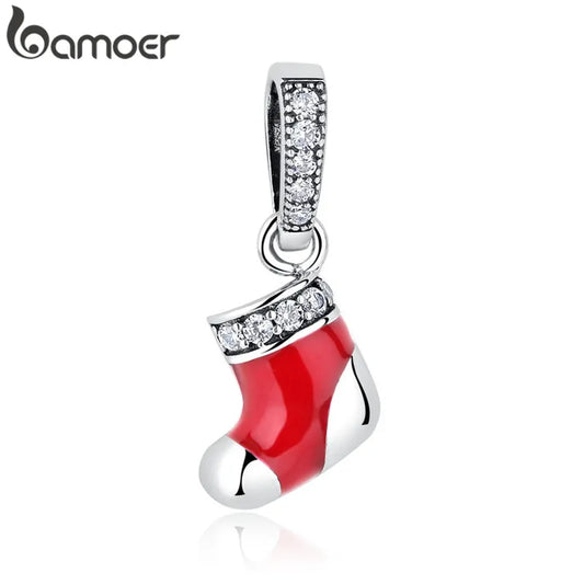Bamoer 925 Sterling Silver Jewelry Christmas Collection Charm for Women Girl DIY Jewelry Fit Original Bracelet Bangle