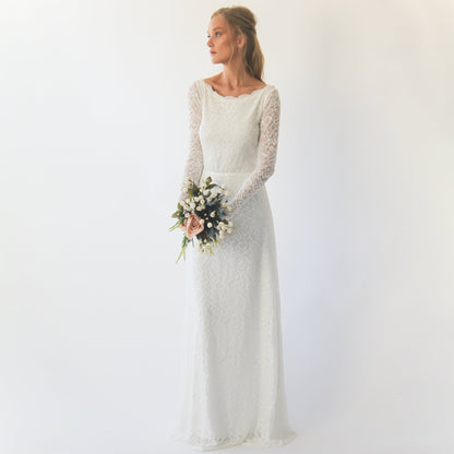 Bestseller Long Sleeves Boat Neckline Modest Wedding Dress #1297