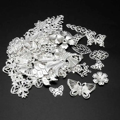 30Pcs Antique Bronze Mixed Metal Filigree Wraps Connectors Metal Crafts Decoration DIY