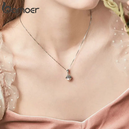 BAMOER Authentic 925 Sterling Silver Dangle Ball Charm Pendant Fit Women Charm Bracelet & Necklaces Jewelry SCC689