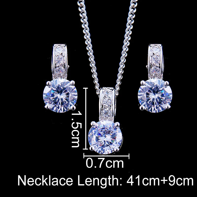Emmaya Bridal Jewelry Sets Female Jewellery With Zircon Set of Earrings Pendant Necklaces Party for Woman