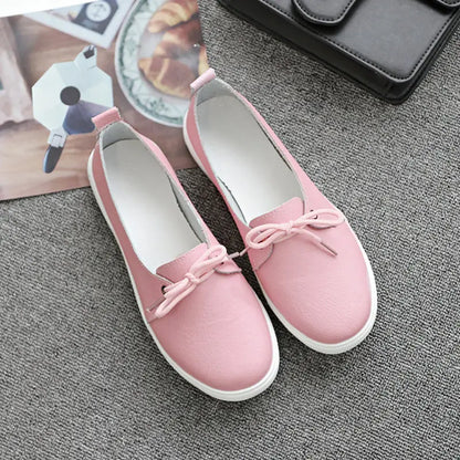 WOIZGIC Women Students Gril Female Leather White Shoes Flats Platform Lace Up Korean Casual Vulcanized Shoes FEZ-173