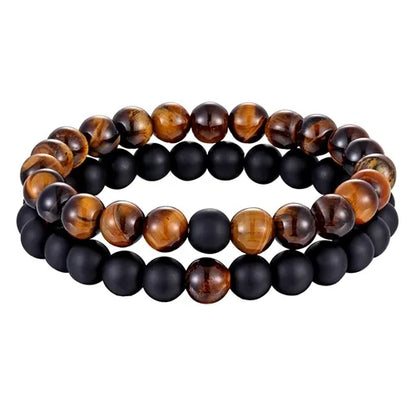Couples Distance Bracelet Natural Wood Stone White and Black Yin Yang Beaded Bracelets for Men Women Best Friend Valentine's Day
