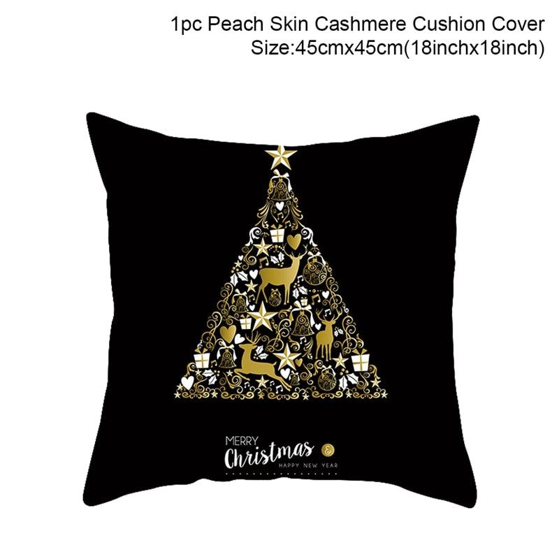 QIFU Cotton Linen Merry Christmas Cushion Covers 45x45cm Decorative Christmas Pi