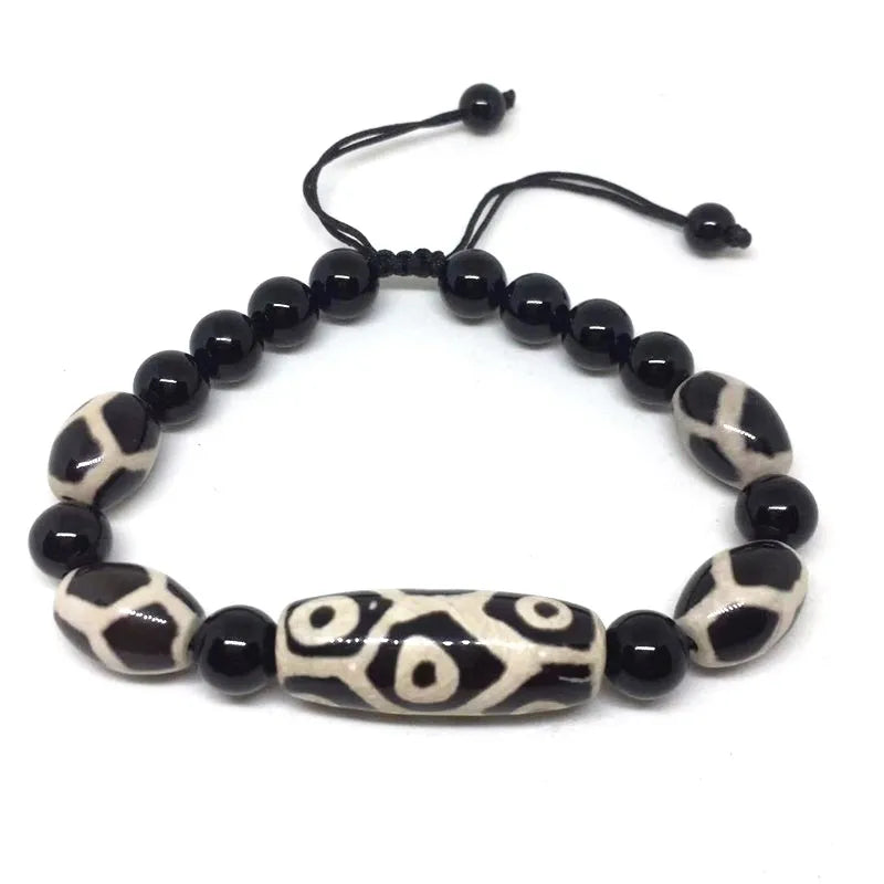 Tibet Dzi Beads Bracelet Natural Stone 9 Eyes and 3 Eyes Beads Fengshui Beads Bracelet