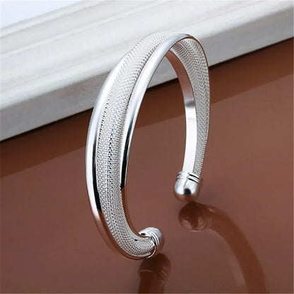 925 Silver Color Exquisite Luxury Gorgeous Fashion Wedding Women Lady Bracelet Bangle Charm Stamped  Nice Birthday