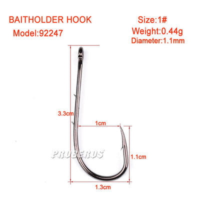 50pcs/Lot Carbon Steel Fishing Hooks 1#-6# Baitholder Black Color Jig Head Crank Barbed Hook for Soft Worm Bass Carp Fishing