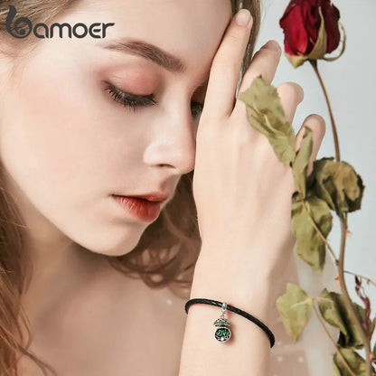 BAMOER Authentic 925 Sterling Silver Dangle Ball Charm Pendant Fit Women Charm Bracelet & Necklaces Jewelry SCC689