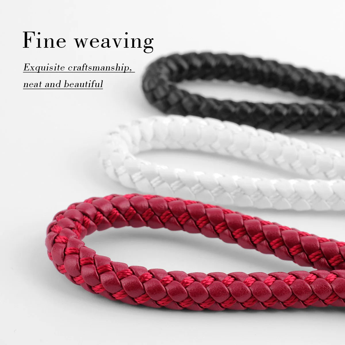 High-Grade Keychain for Men Women Rotatable Key Chain Luxury Hand Woven Leather Horseshoe Buckle Car Key Ring Holder Accessories