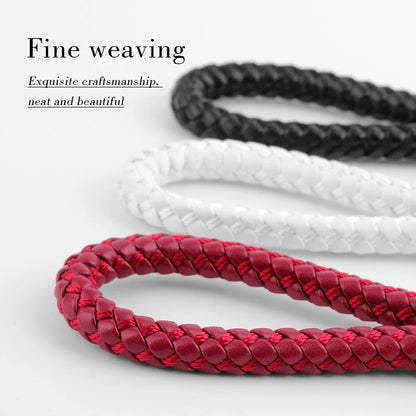 High-Grade Keychain for Men Women Rotatable Key Chain Luxury Hand Woven Leather Horseshoe Buckle Car Key Ring Holder Accessories