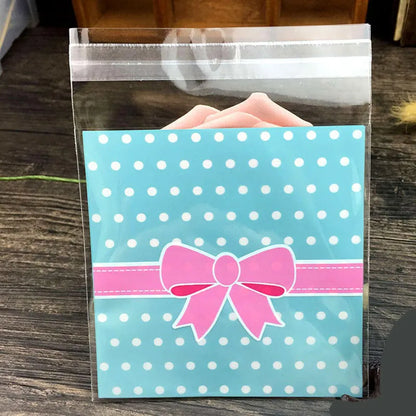 100PCS OPP Plastic Package Lovely Bowknot Design for Bracelets Earrings Necklace Rings DIY Jewelry Making 7 X 7cm